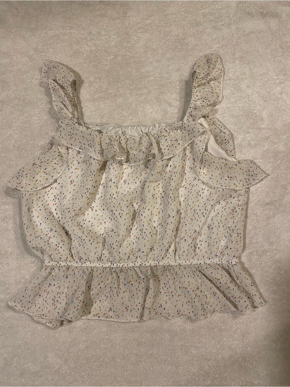 Cream Floral Confetti Ruffle Camisole